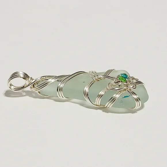Sea Glass Coke Bottle Wire Wrapped Pendant - Picture 6 of 9